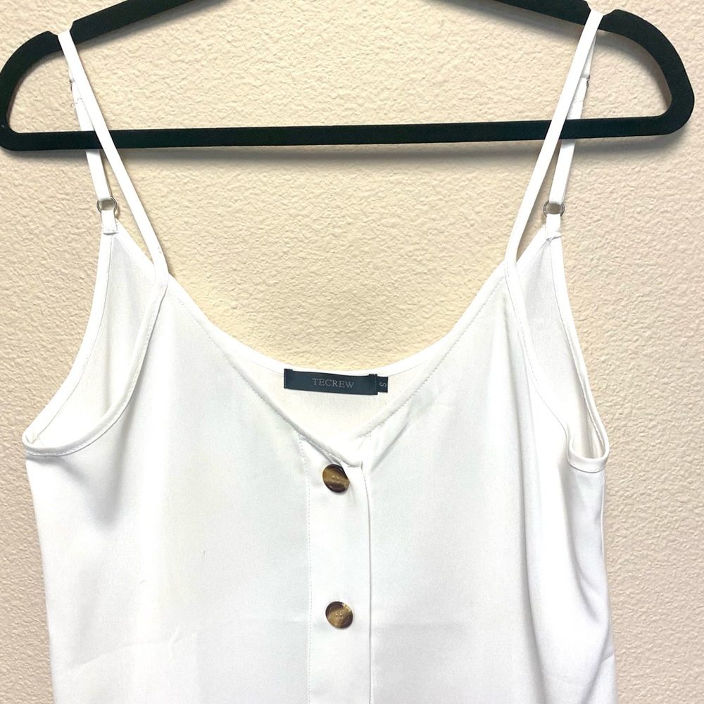 Women’s white button down cami tank top. Sz SM, adjustable straps - Picture 7 of 10